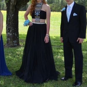 Sherri Hill Black Beaded Gatsby Prom Formal Dress